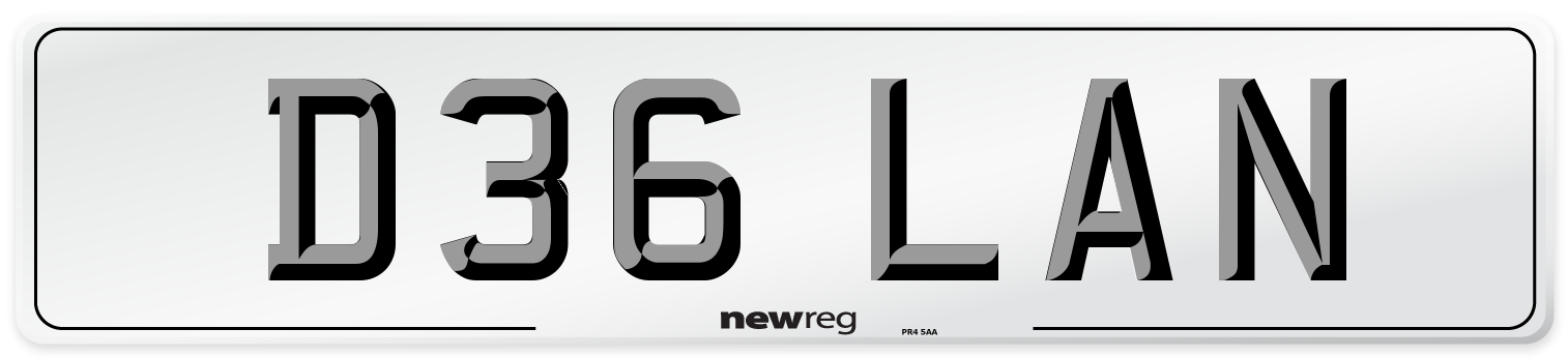 D36 LAN Number Plate from New Reg
